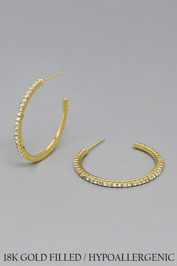 14K Gold Clear CZ Encrusted 10mm Toddler / Kids / Girls Earrings Hoop At In Season Jewelry - Foto 12