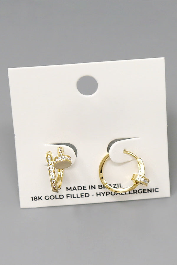 14K Gold Clear CZ Encrusted 10mm Toddler / Kids / Girls Earrings Hoop At In Season Jewelry - Foto 4