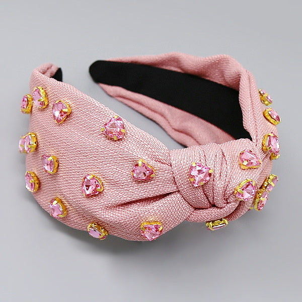 Glass Stone Heart Embellished Headband US Jewelry House