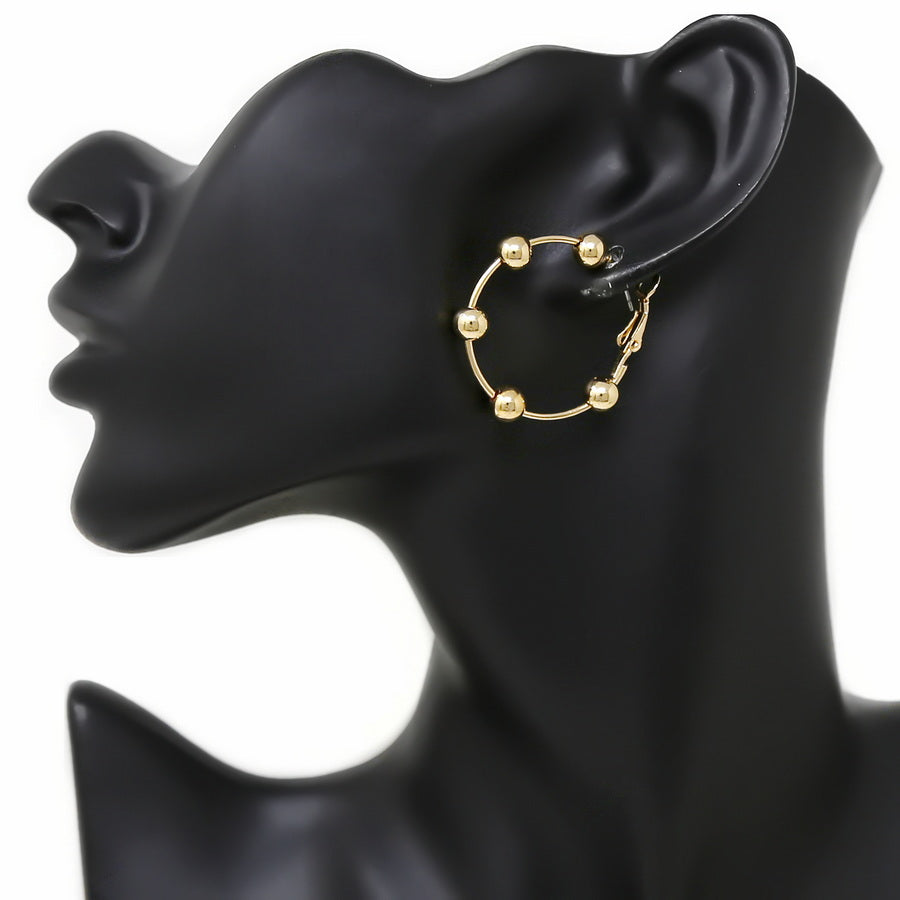 Metal Ball Station Hoop Earrings US Jewelry House