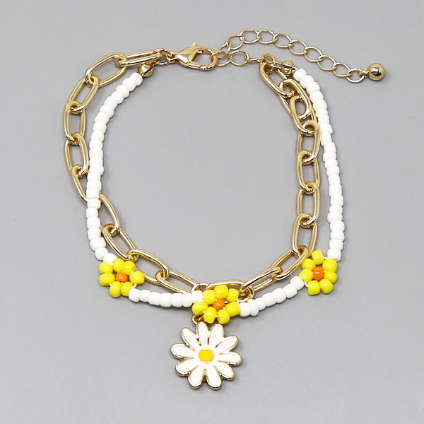 flower seed bracelet Flower Charm Seed Beaded Bracelet – US Jewelry House
