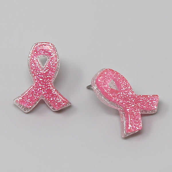 Pink Awareness Ribbon Beaded Earrings – Golden Thread, Inc.