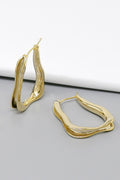 Trapeze Organic Shape Metal Hoop Earrings - Gold