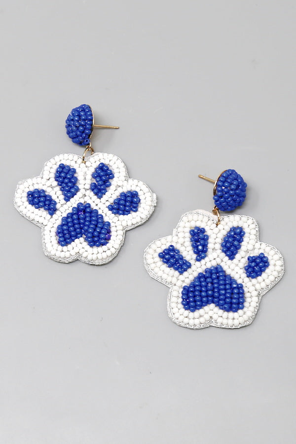 Blue Paw Beaded Earrings Blue Paw Beaded Earrings