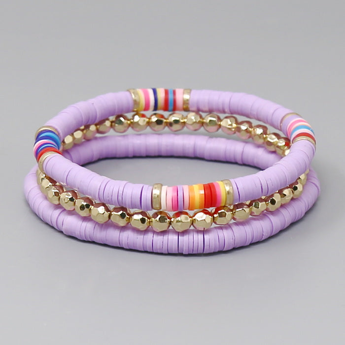 Pink polymer clay beaded stretch bracelet