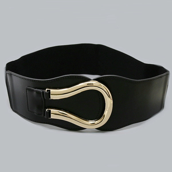 Chunky Metal Buckle Wide Stretch Belt – US Jewelry House display picture 2