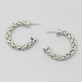 Wheat Chain Hoop Earrings - Rhodium