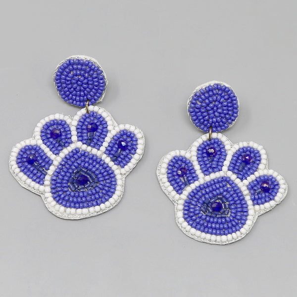 Blue Paw Beaded Earrings Blue Paw Beaded Earrings