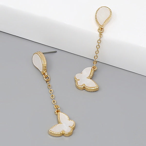 Cute Purple Lloy Zrcon Crystal Butterfly Tassel Drop Earrngs | Long