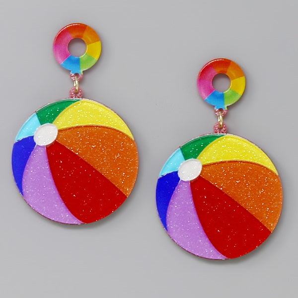 Swimming Pool Toss Ball Acrylic Drop Earrings