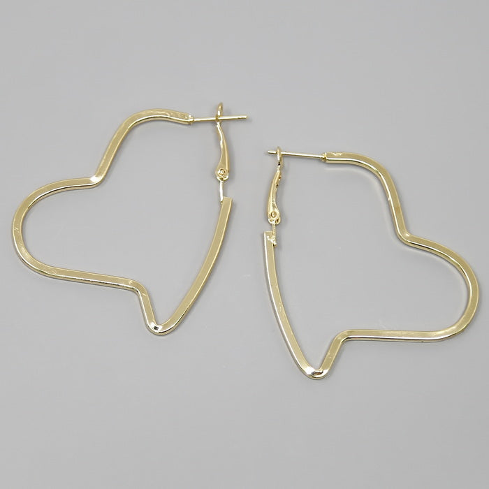 Gold Handmade Heart-shaped Hoop Earrings