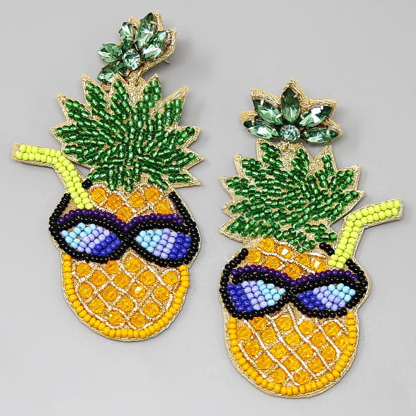 Pineapple beaded earrings deals