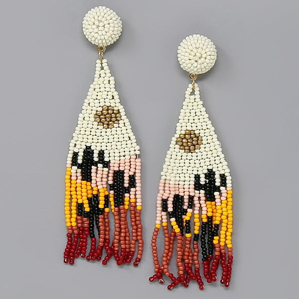 Lindas Crafty Inspirations Native American Fringe Earrings  Red  Blue