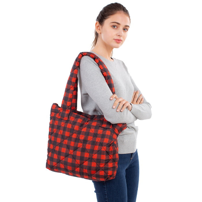 Buffalo Plaid Padded Tote Bag – US Jewelry House