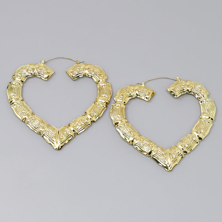 9ct Yellow Gold Silver Filled Heart Hoop Earrings – Zamels