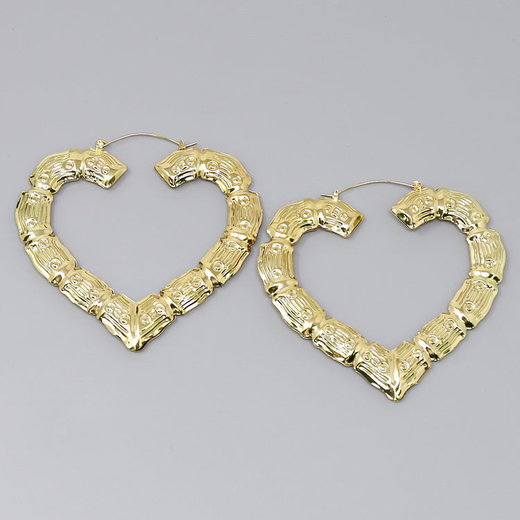 Heart Shape Bamboo Hoop Earrings