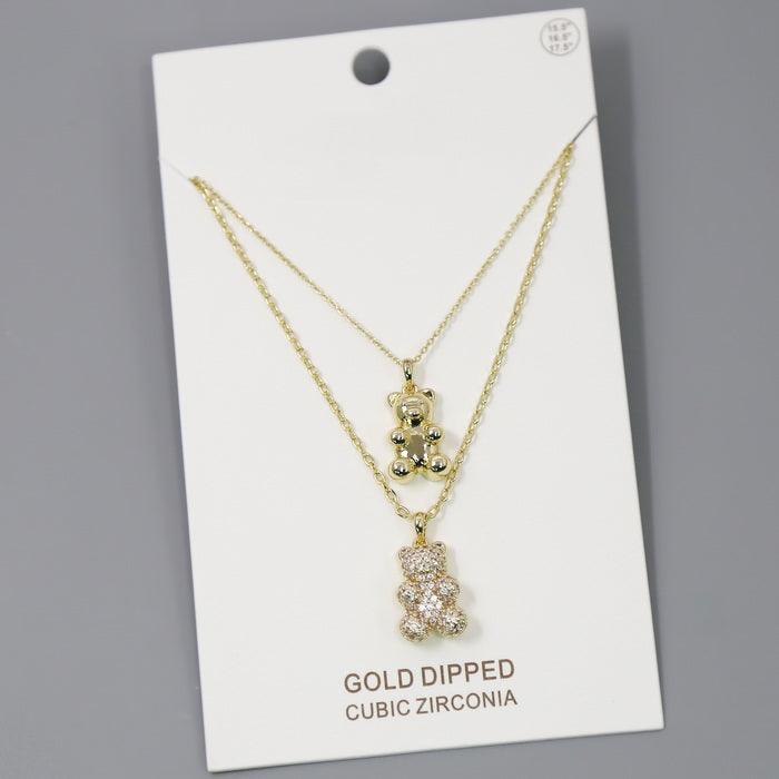 Gummy Bear CZ Pave Pendant Layered Chain Necklace – US Jewelry House