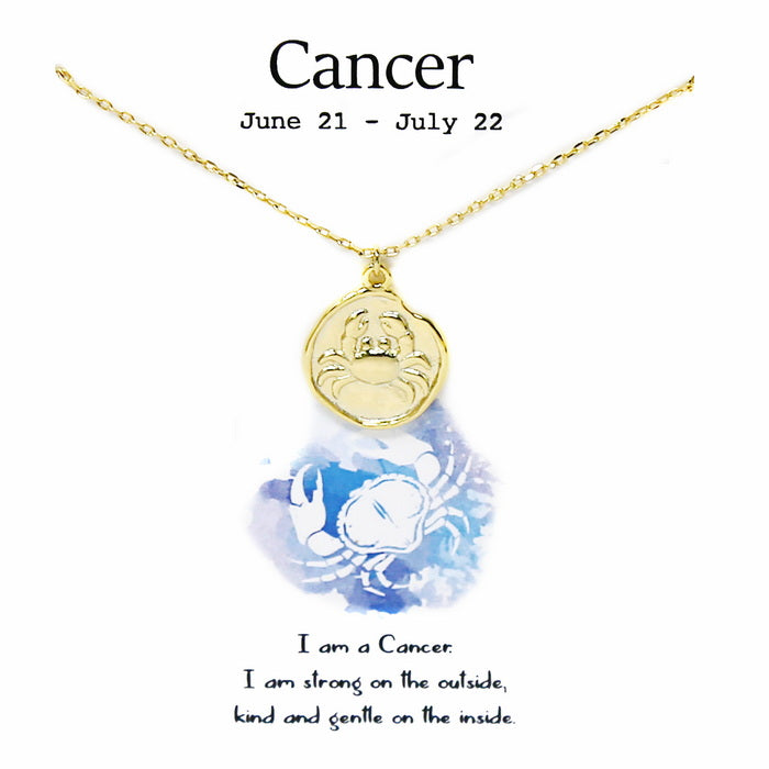 Cancer pendant necklace with card (Gold/Silver)