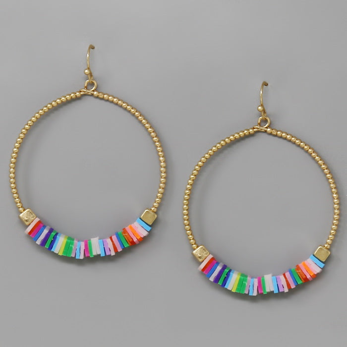 Square Clay Beaded Hoop Drop Earrings – US Jewelry House