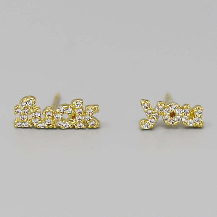 Fuck You CZ Pave Gold Dipped Stud Earrings – US Jewelry House
